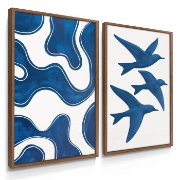 Quadro Decorativo Mar Azul e Passaros