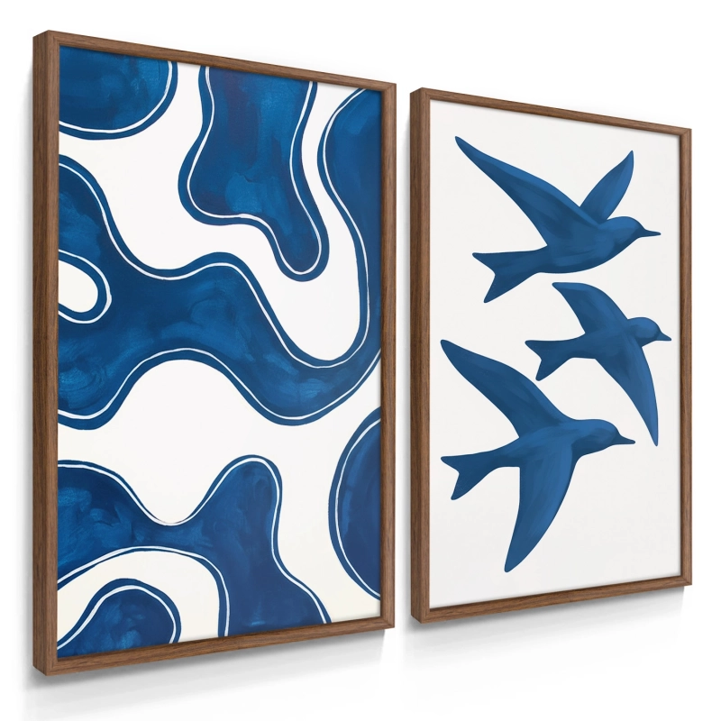 Quadro Decorativo Mar Azul e Passaros