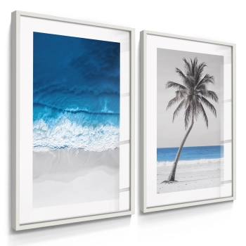 Quadro Decorativo Mar Azul e Palmeira