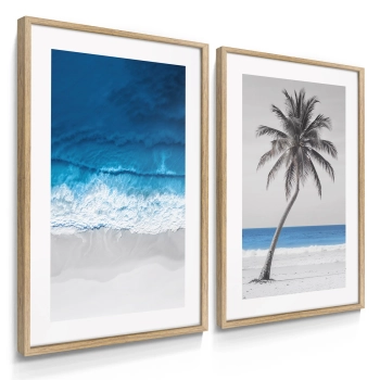 Quadro Decorativo Mar Azul e Palmeira