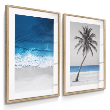 Quadro Decorativo Mar Azul e Palmeira