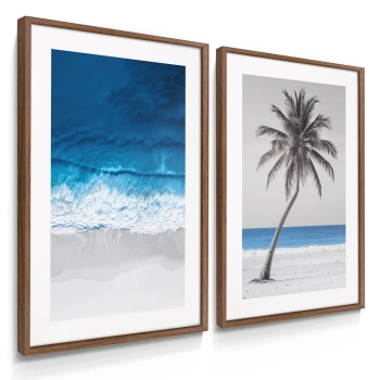 Quadro Decorativo Mar Azul e Palmeira