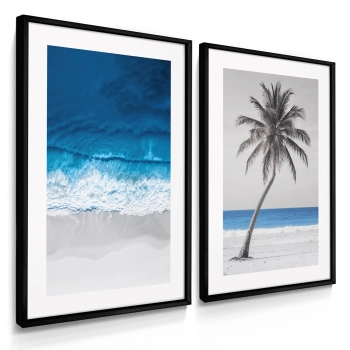 Quadro Decorativo Mar Azul e Palmeira