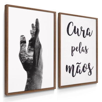 Quadro Decorativo Dupla Moderno Cura Pelas Mão