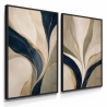 Quadros Decorativos Abstrato Azul e Dourado II