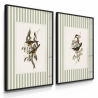 Quadros Decorativos Pássaros e Folhas Listrado
