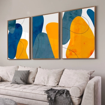 Quadro Decorativo Abstrato Amarelo Azul