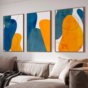 Quadro Decorativo Abstrato Amarelo Azul