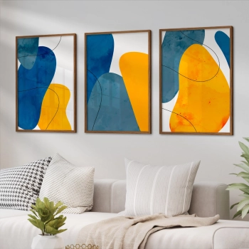 Quadro Decorativo Abstrato Amarelo Azul