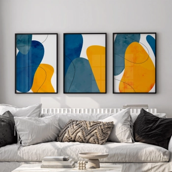 Quadro Decorativo Abstrato Amarelo Azul