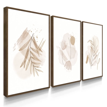 Quadro Decorativo Boho Folhas Claras