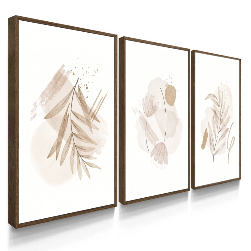 Quadro Decorativo Boho Folhas Claras Quadro Decorativo Boho Folhas Claras