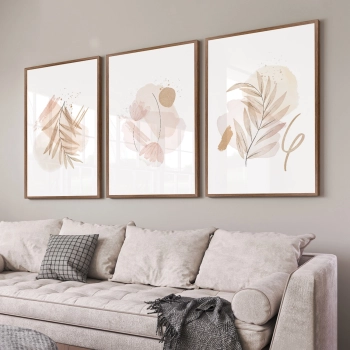 Quadro Decorativo Boho Folhas Claras