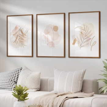 Quadro Decorativo Boho Folhas Claras