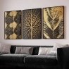 Quadro Decorativo Folhas Trio Dourado