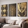 Quadro Decorativo Folhas Trio Dourado