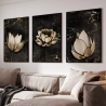 Quadro Decorativo Flor Mármore Preto