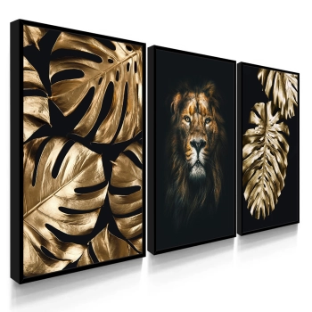 Quadro Decorativo Costelas Leão Dourado