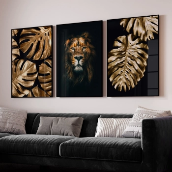 Quadro Decorativo Costelas Leão Dourado