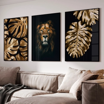 Quadro Decorativo Costelas Leão Dourado