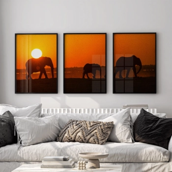 Quadro Decorativo Elefantes Deserto