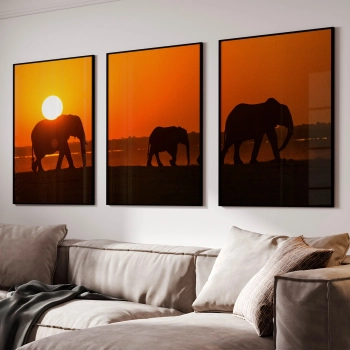 Quadro Decorativo Elefantes Deserto