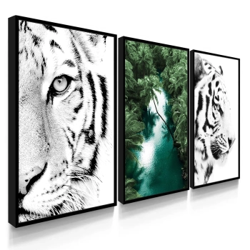 Quadro Decorativo Tigre Rio Verde