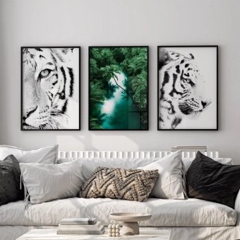 Quadro Decorativo Tigre Rio Verde