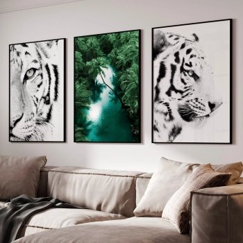 Quadro Decorativo Tigre Rio Verde