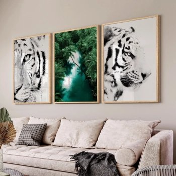 Quadro Decorativo Tigre Rio Verde