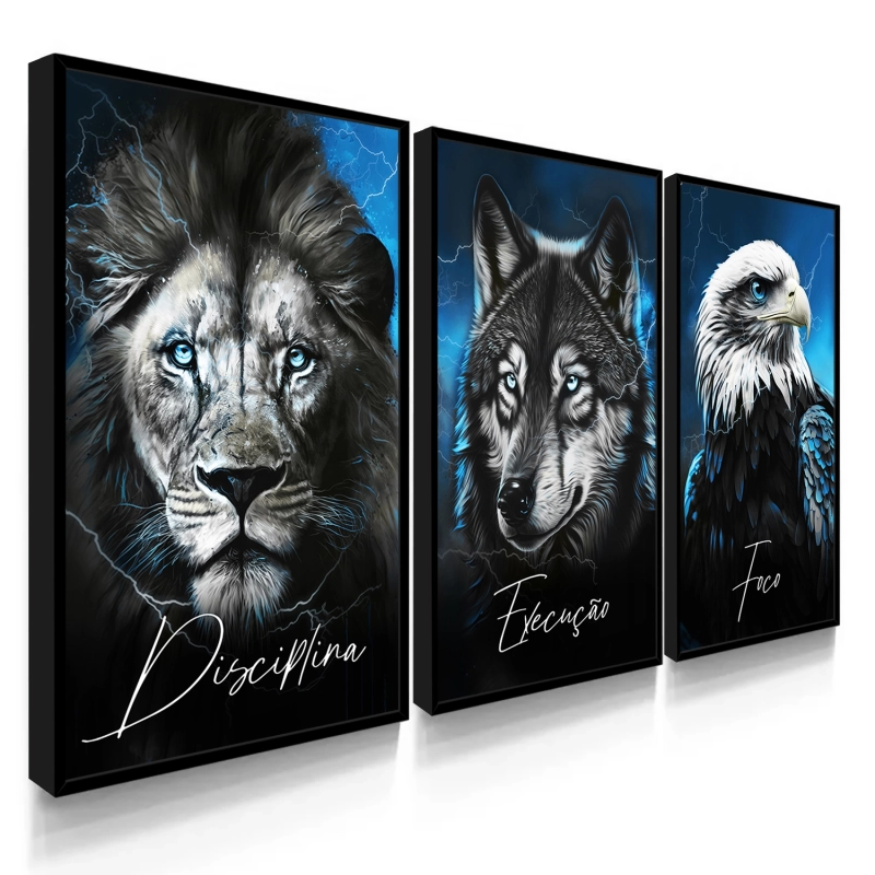 Quadro Decorativo Disciplina Ilustrado Azul