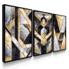 Quadro Decorativo Geométrico Preto e Dourado