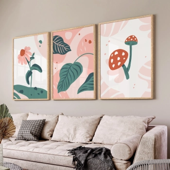 Quadro Decorativo Plantas Cogumelo