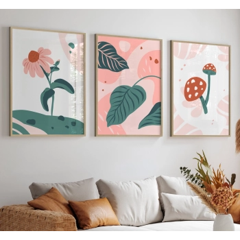 Quadro Decorativo Plantas Cogumelo