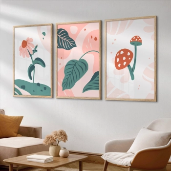 Quadro Decorativo Plantas Cogumelo