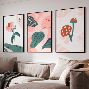 Quadro Decorativo Plantas Cogumelo