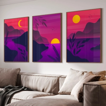 Quadro Decorativo Anoitecer Roxo