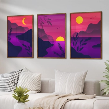 Quadro Decorativo Anoitecer Roxo