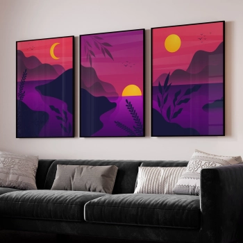 Quadro Decorativo Anoitecer Roxo