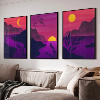 Quadro Decorativo Anoitecer Roxo