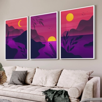 Quadro Decorativo Anoitecer Roxo