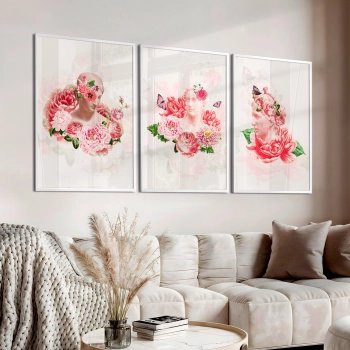 Quadro Decorativo Busto Flores