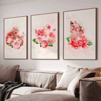 Quadro Decorativo Busto Flores