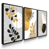 Quadro Decorativo Abstrato Folhas Douradas
