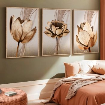 Quadro Decorativo Flor Cobre Claro