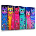 Quadro Decorativo Gatos Coloridos
