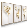 Quadro Decorativo Flor Branco Ouro