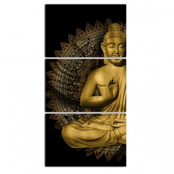 "Quadros Decorativo Buda Dourado Vertical