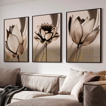 Quadro Decorativo Flor Platina