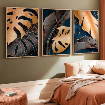 Quadro Decorativo Folhagens Bronze